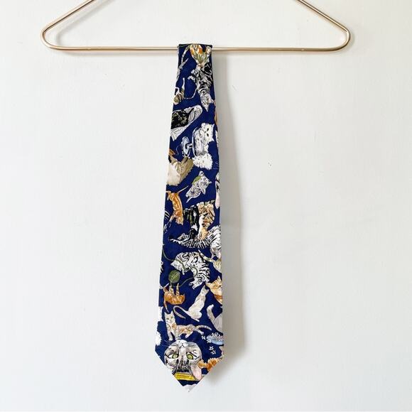 Vintage 1993 Nicole Miller Silk Cat Tie - Picture 1 of 6